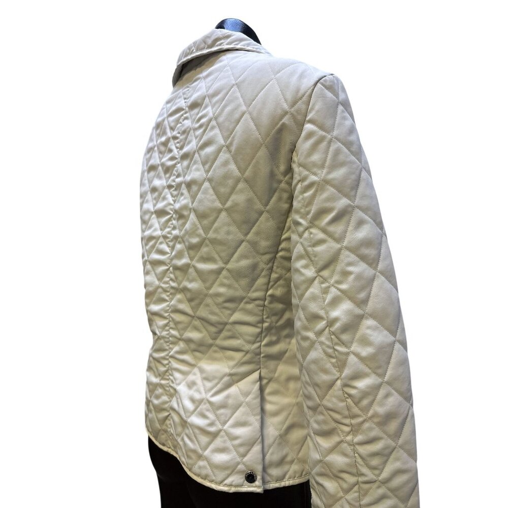 Burberry Quilted Jacket w/Plaid Lining & Zip Closure Ivory S - Picture 8 of 13